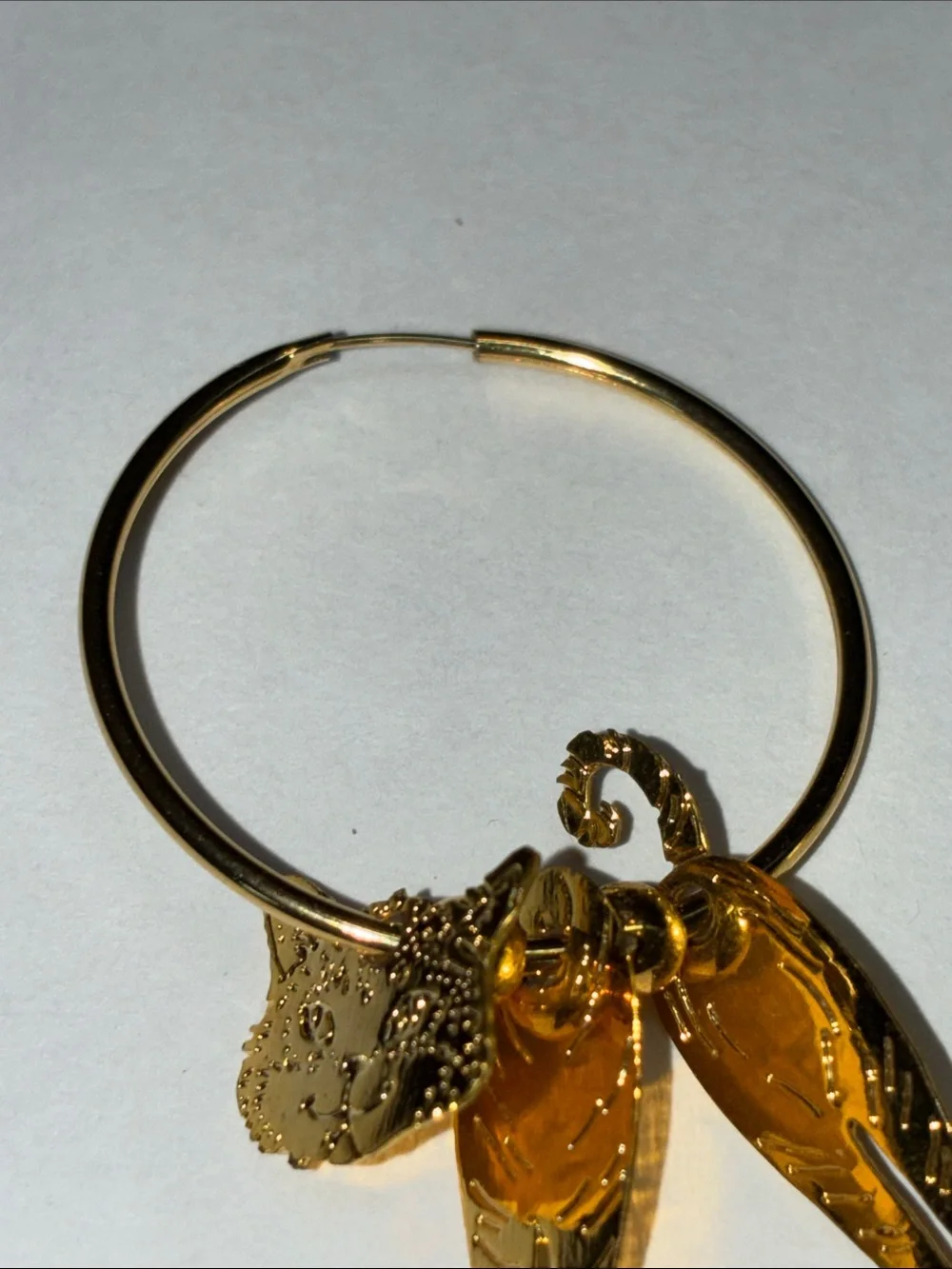 Vintage Gold Cat Hoop Earrings